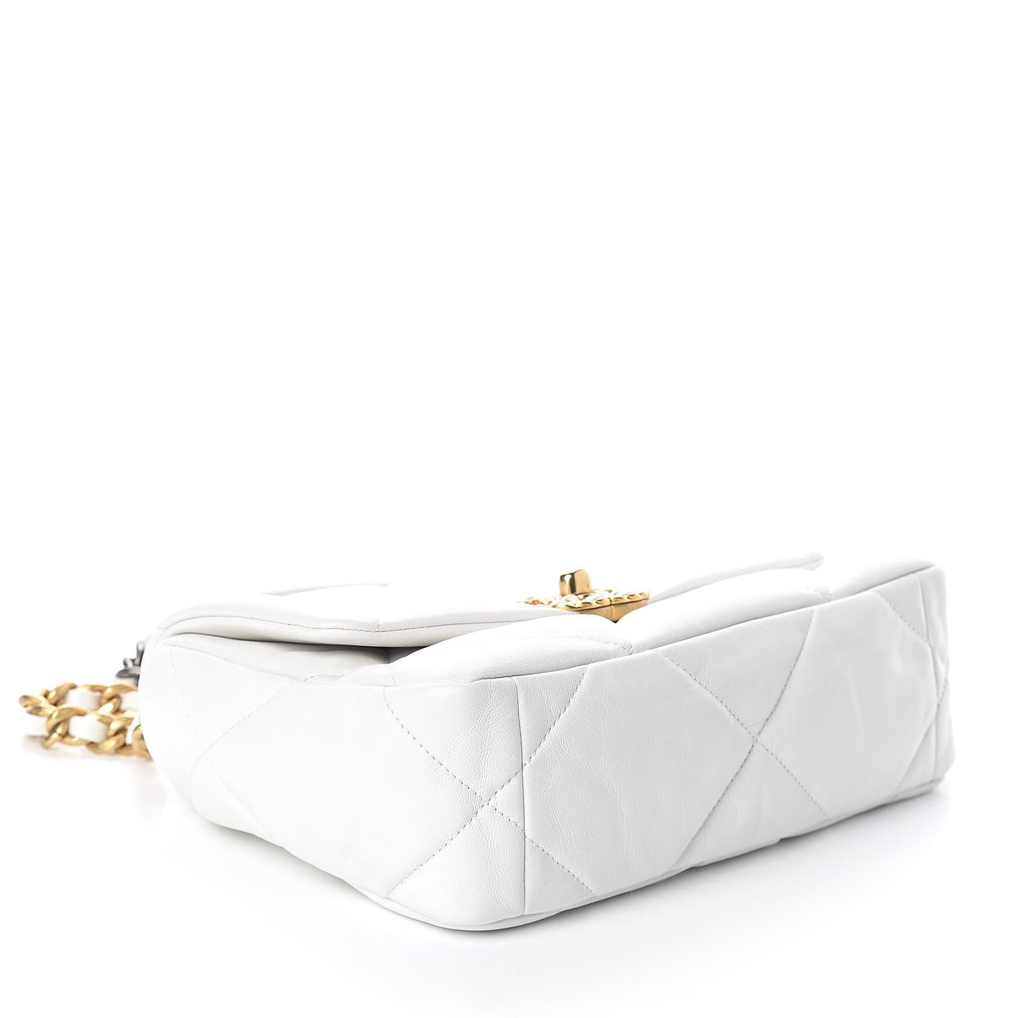 Lambskin Quilted Medium 19 Flap White