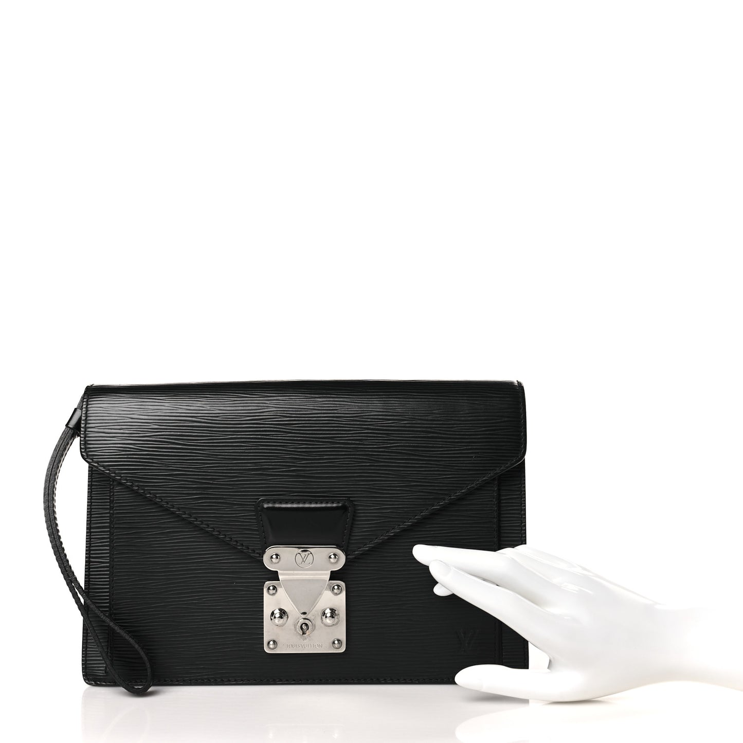 Epi Pochette Sellier Dragonne Clutch Black