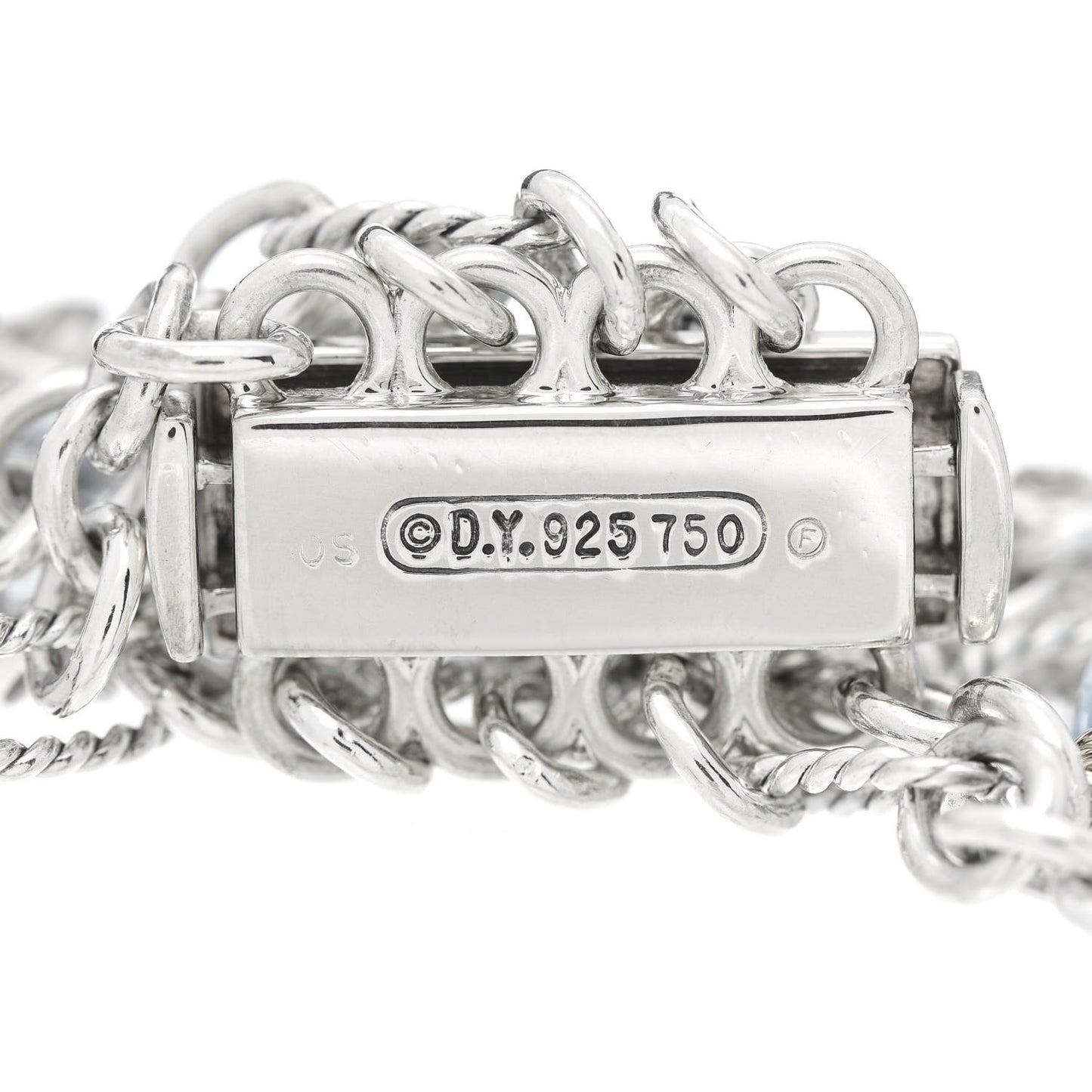 Sterling Silver 18K Yellow Gold Blue Topaz Figaro Four-Row Bracelet