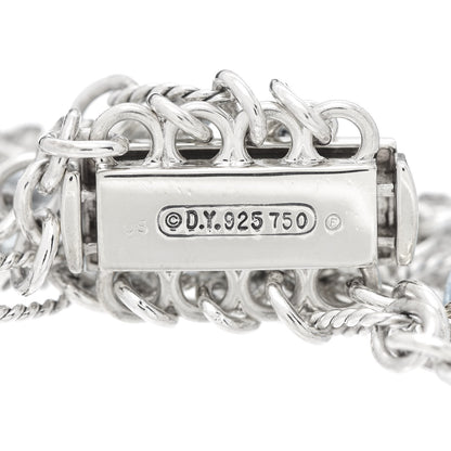 David Yurman Sterling Silver 18K Yellow Gold Blue Topaz Figaro Four-Row Bracelet 4 of 4