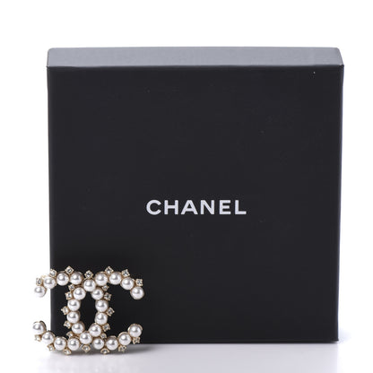 Chanel Pearl Crystal CC Brooch Gold 5 of 5