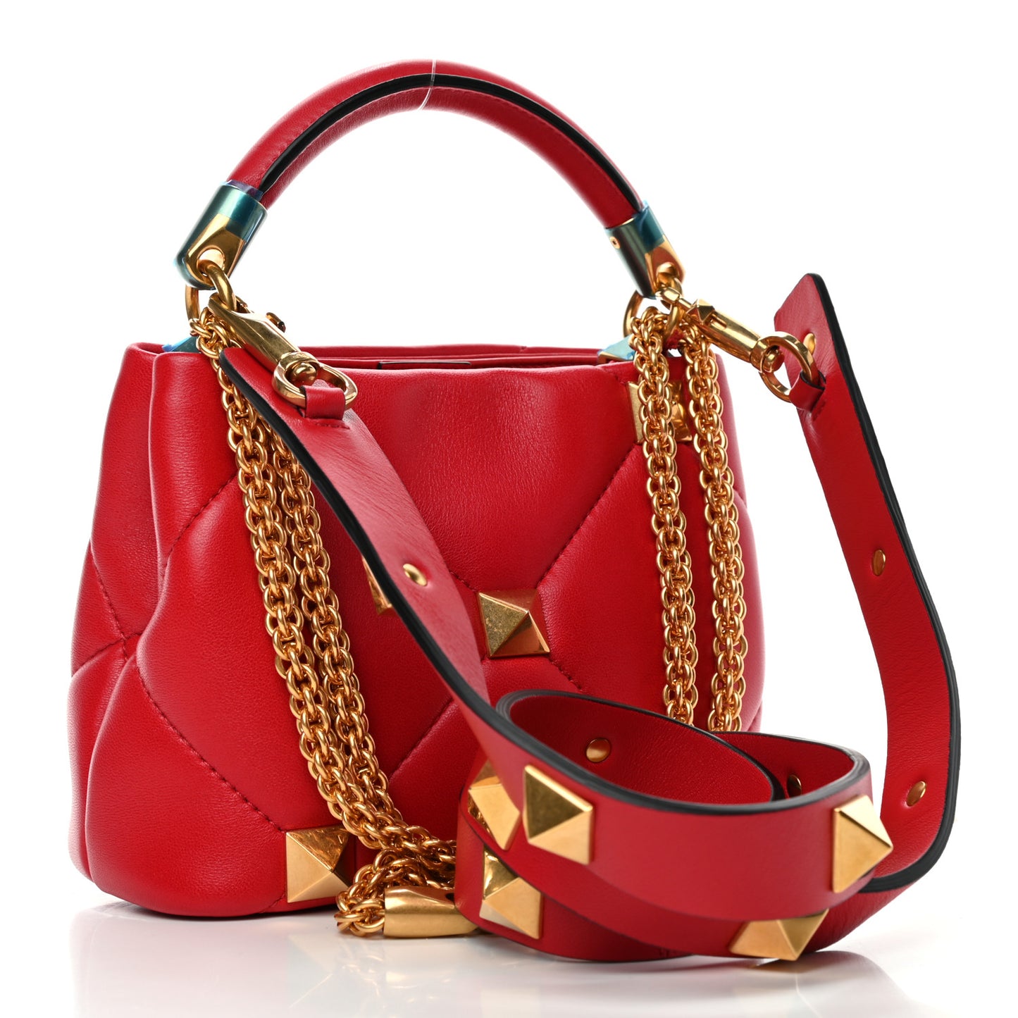 Nappa Mini Roman Stud The Handle Bag Rouge Pur