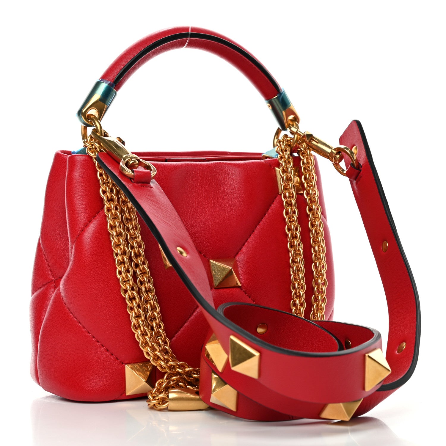 Valentino Garavani Nappa Mini Roman Stud The Handle Bag Rouge Pur 2 of 4