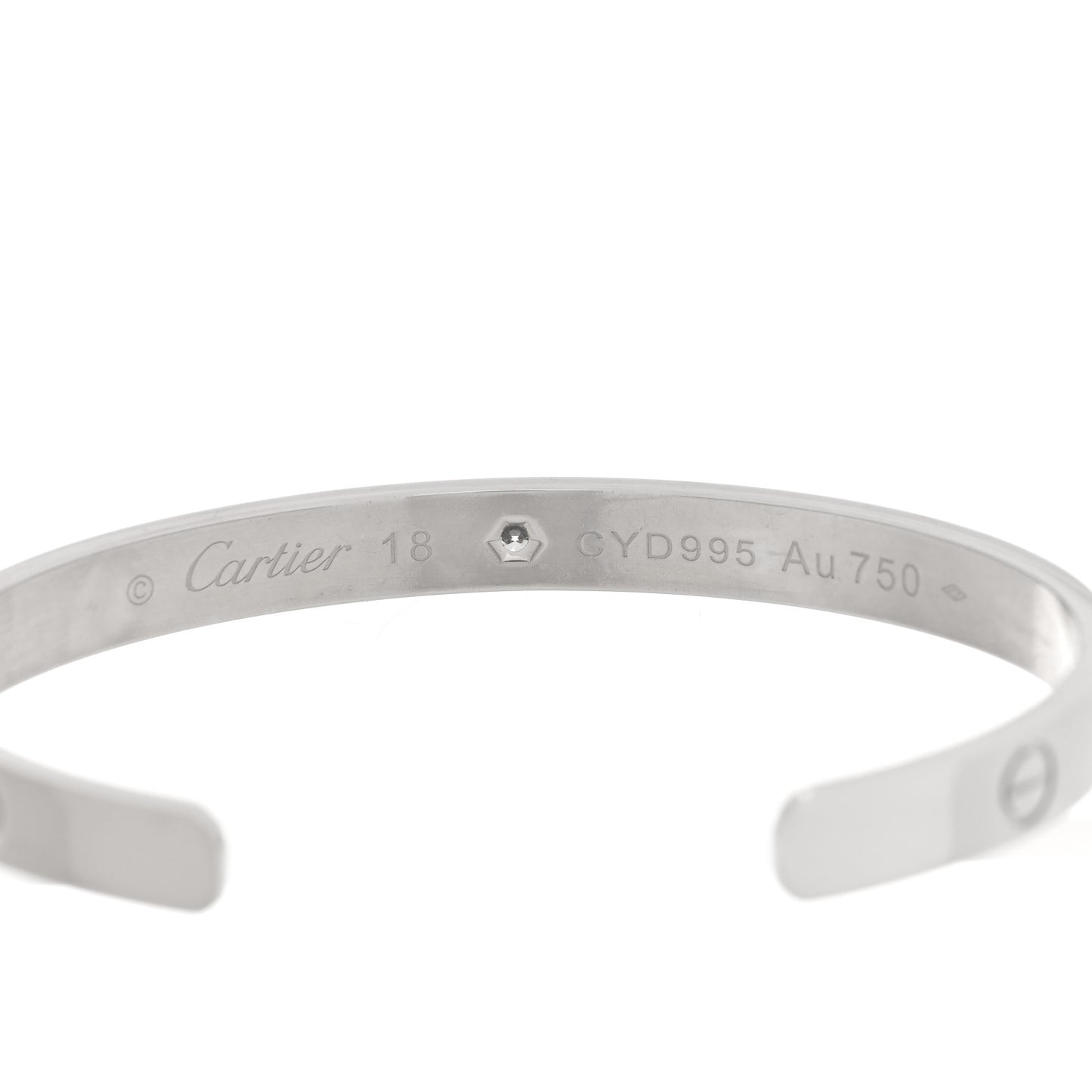 18K White Gold 1 Diamond LOVE Cuff Bracelet 18