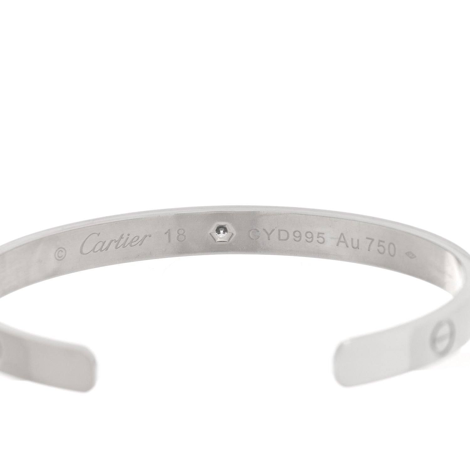 Cartier 18K White Gold 1 Diamond LOVE Cuff Bracelet 18 3 of 4
