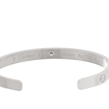 Cartier 18K White Gold 1 Diamond LOVE Cuff Bracelet 18 3 of 4