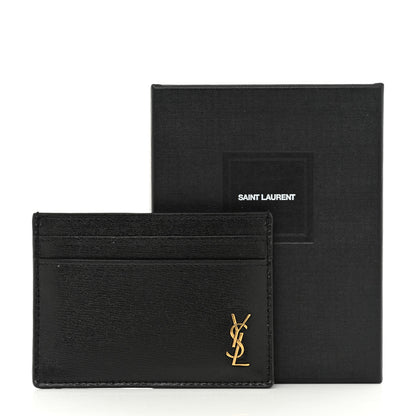 Saint Laurent Calfskin Tiny Cassandre Credit Card Case Black 7 of 7