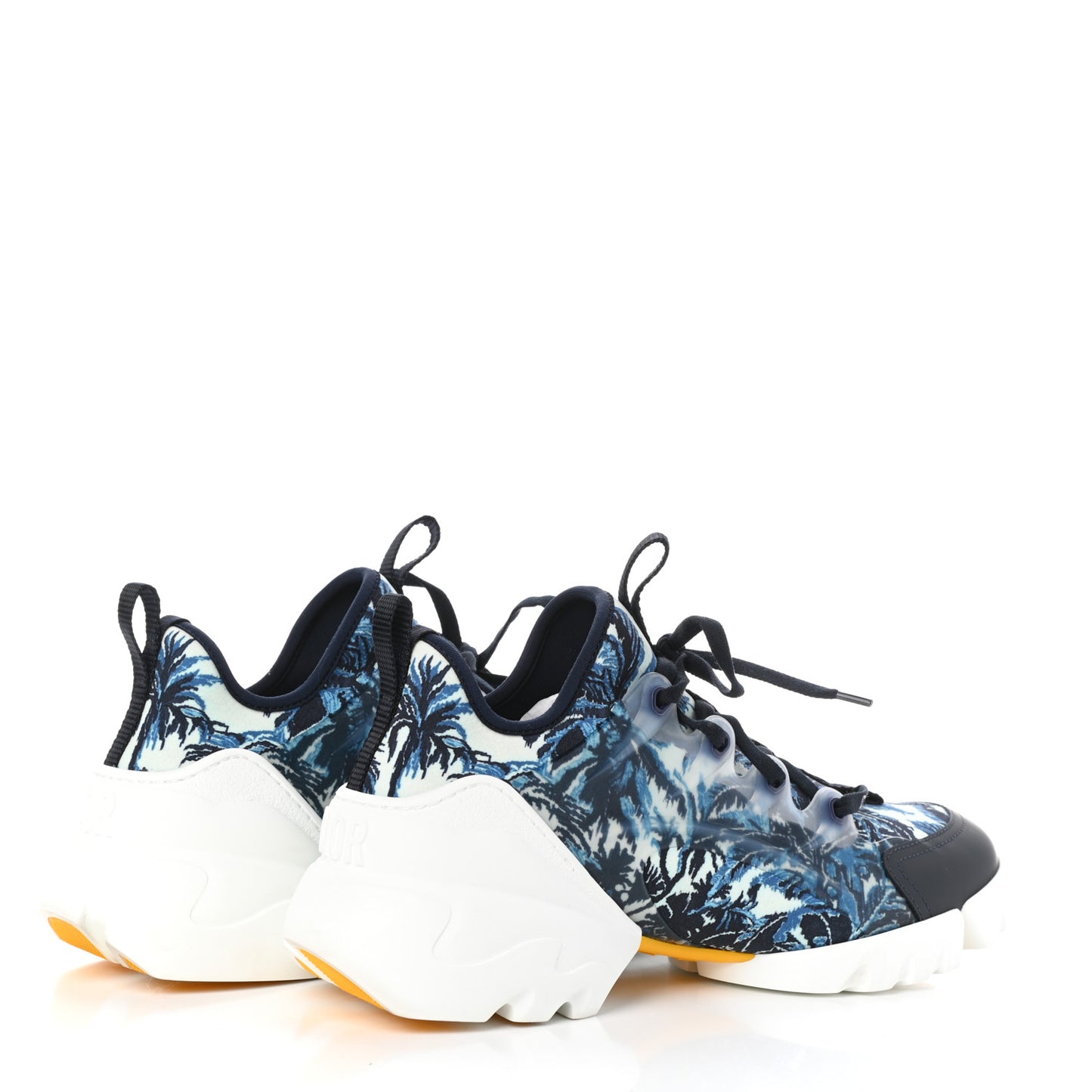 Neoprene Rubber Dior Palms Print Womens D-Connect Sneakers 39 Indigo Blue