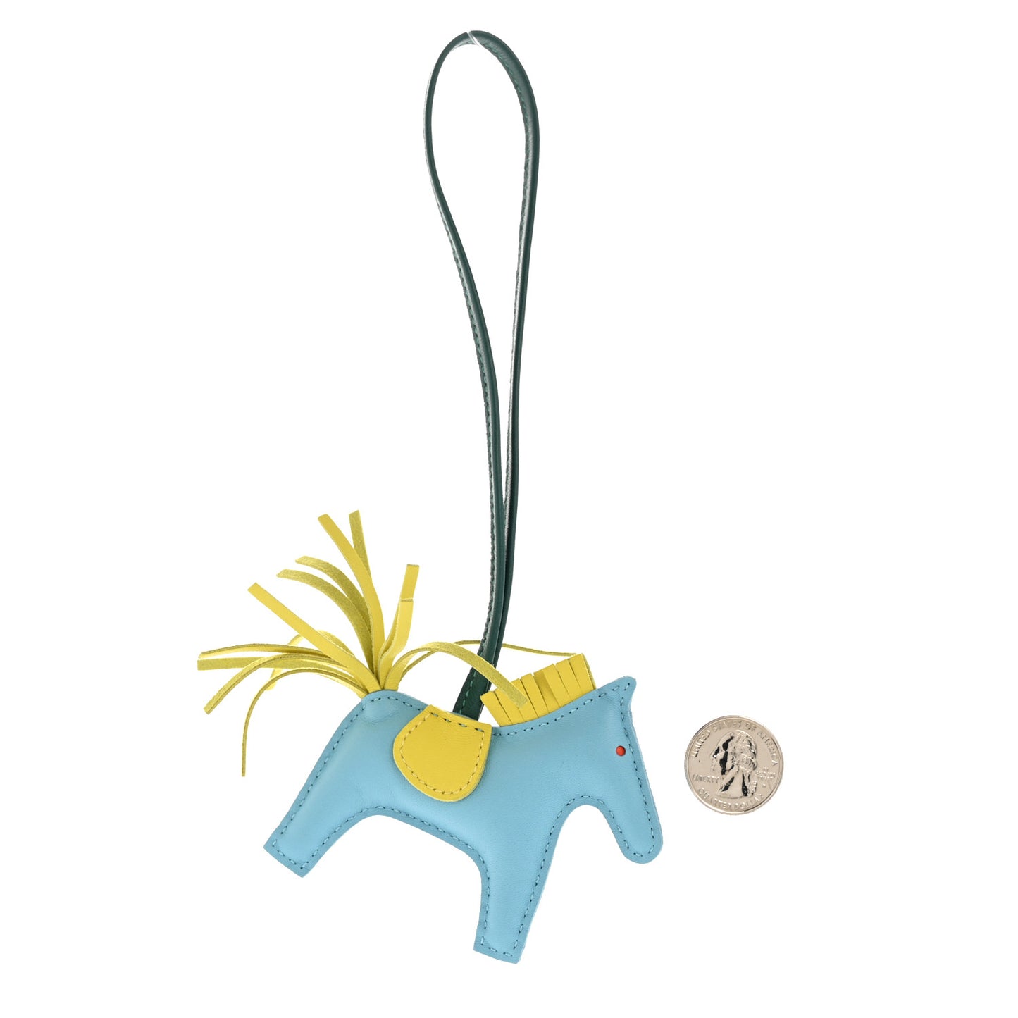 Milo Lambskin Grigri Rodeo Horse Bag Charm PM Bleu Celeste Lime Malachite