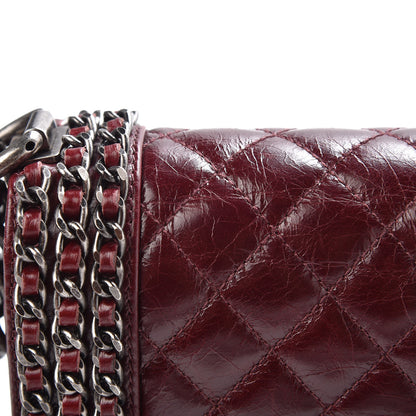 Chanel Glazed Calfskin Quilted Small Boy Chained Flap Burgundy 15 of 18