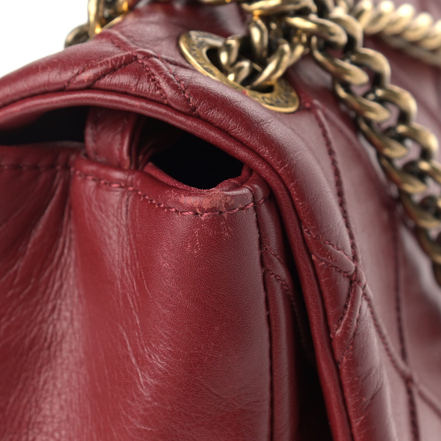 Calfskin Diamond Debossed Large Cosmos Flap Red