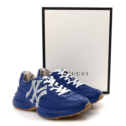 Gucci X MLB Calfskin NY Yankees Mens Rhyton Sneakers 8 Electric Blue 10 of 10