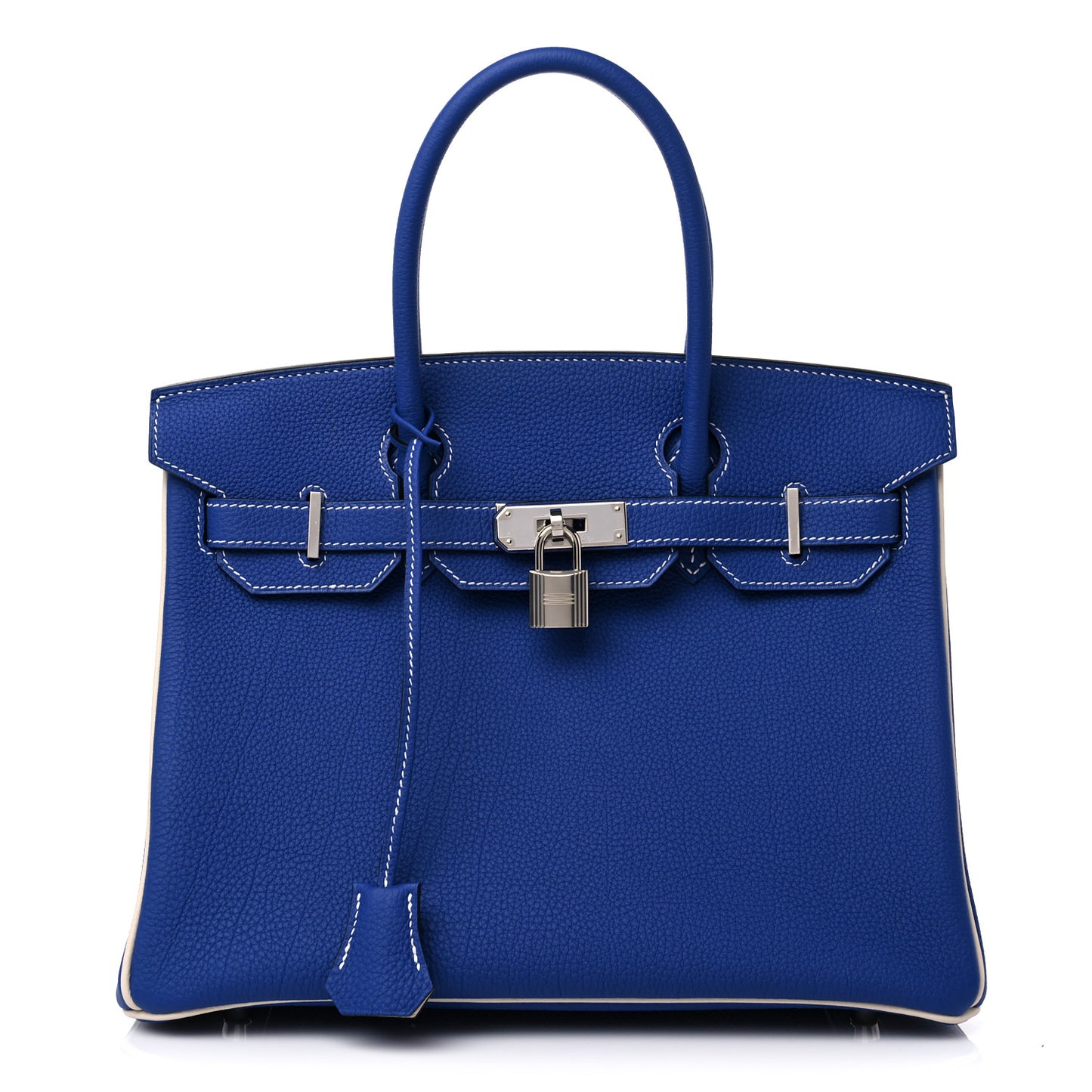 Togo Bi-Color Horseshoe Birkin 30 Bleu Electrique Craie