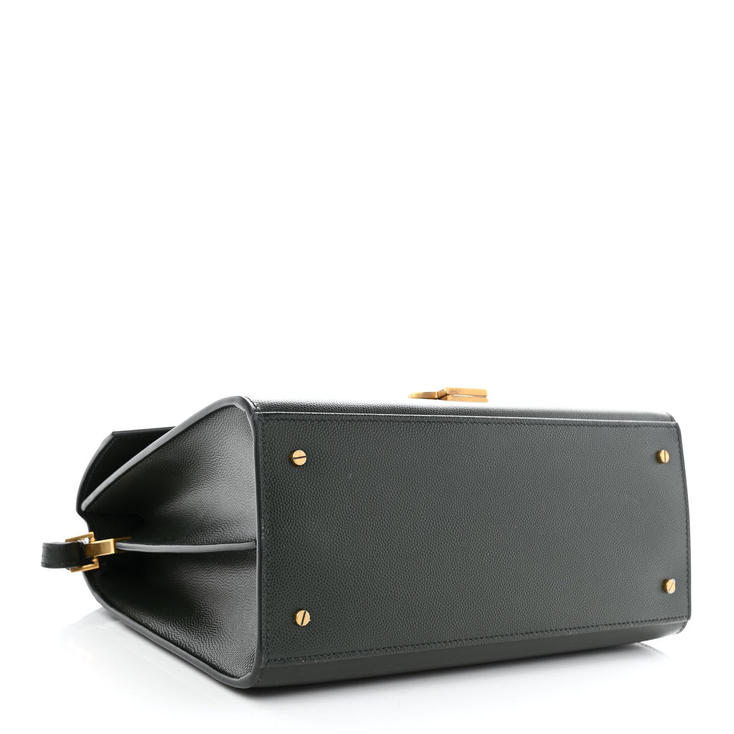 Saint Laurent Grain de Poudre Medium Classic Monogram Cassandra Top Handle Dark Green 4 of 12