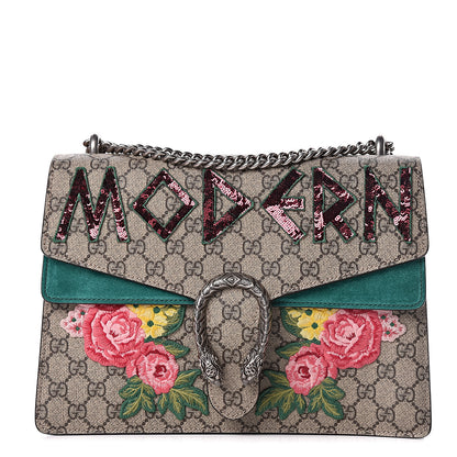 Gucci GG Supreme Monogram Embroidered Medium Dionysus Shoulder Bag Emerald 1 of 11