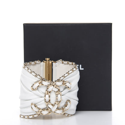 Chanel Lambskin Chain CC Cuff Bracelet White Gold 5 of 5