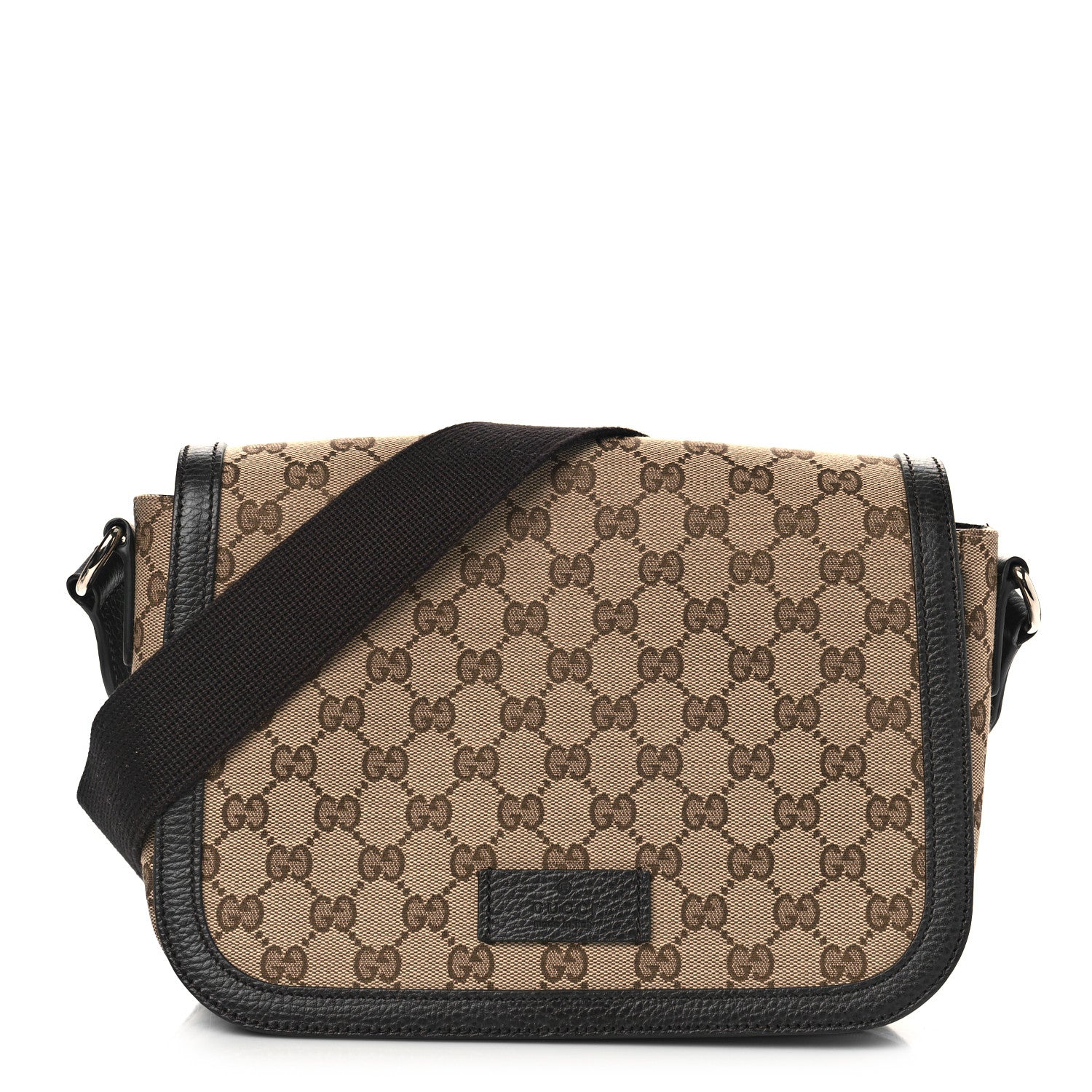 Gucci Monogram Flap Messenger Bag Beige Dark Brown 1 of 9