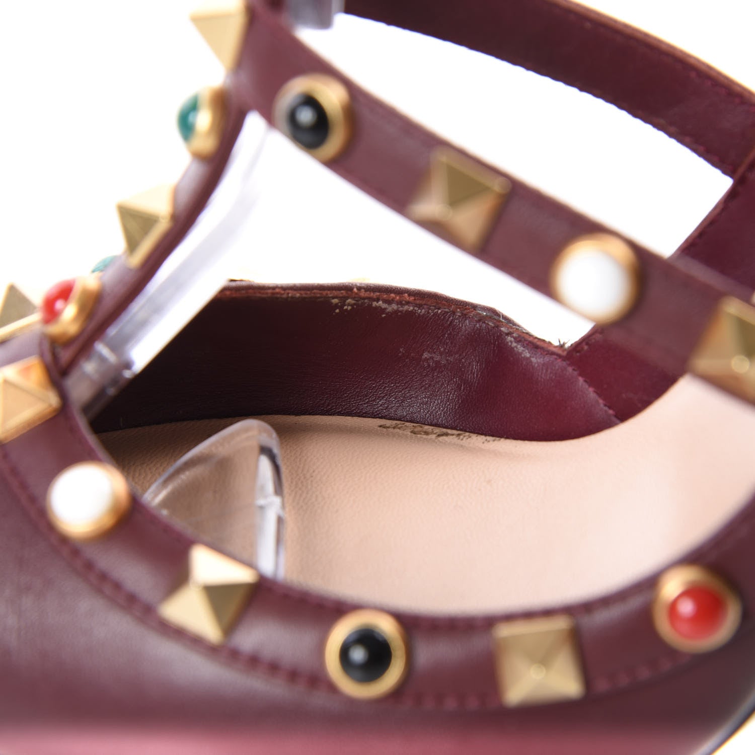 Valentino Garavani Nappa Rockstud Rolling Ankle Strap 100mm Pumps 36.5 Rubin 9 of 11