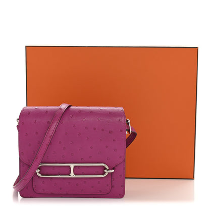 Hermes Ostrich Mini Sac Roulis Rose Pourpre 14 of 14
