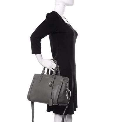 Alexander McQueen Pebbled Calfskin Small Skull Padlock Zip Around Tote Dark Grey 3 of 10