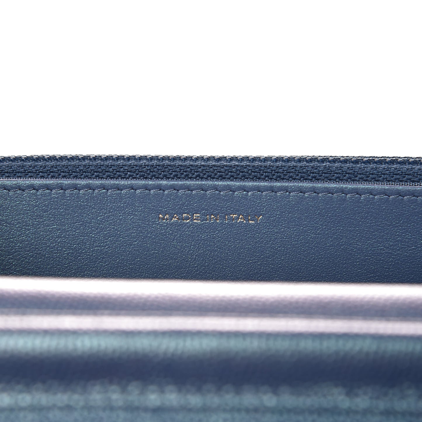Iridescent Caviar Quilted Wallet On Chain WOC Dark Blue