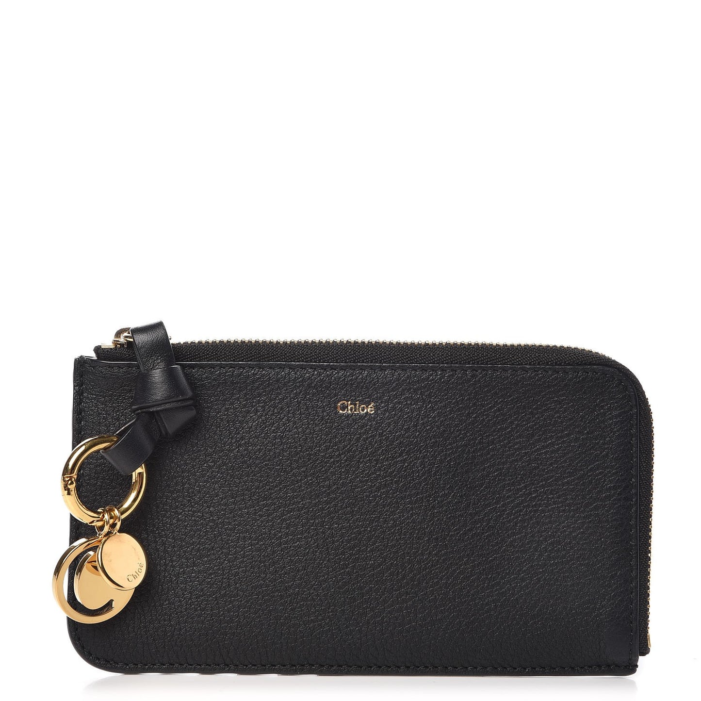 Calfskin Alphabet Purse Wallet Black