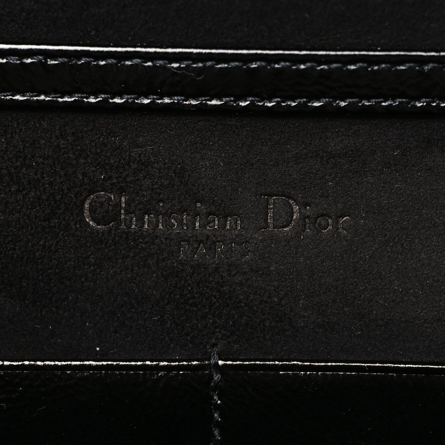 Crinkled Calfskin Diorama Wallet on Chain Pouch Black