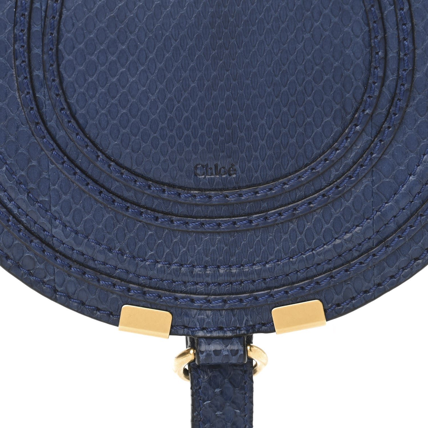 Chloe Python Mini Marcie Round Crossbody Bag Blue Velvet 8 of 10