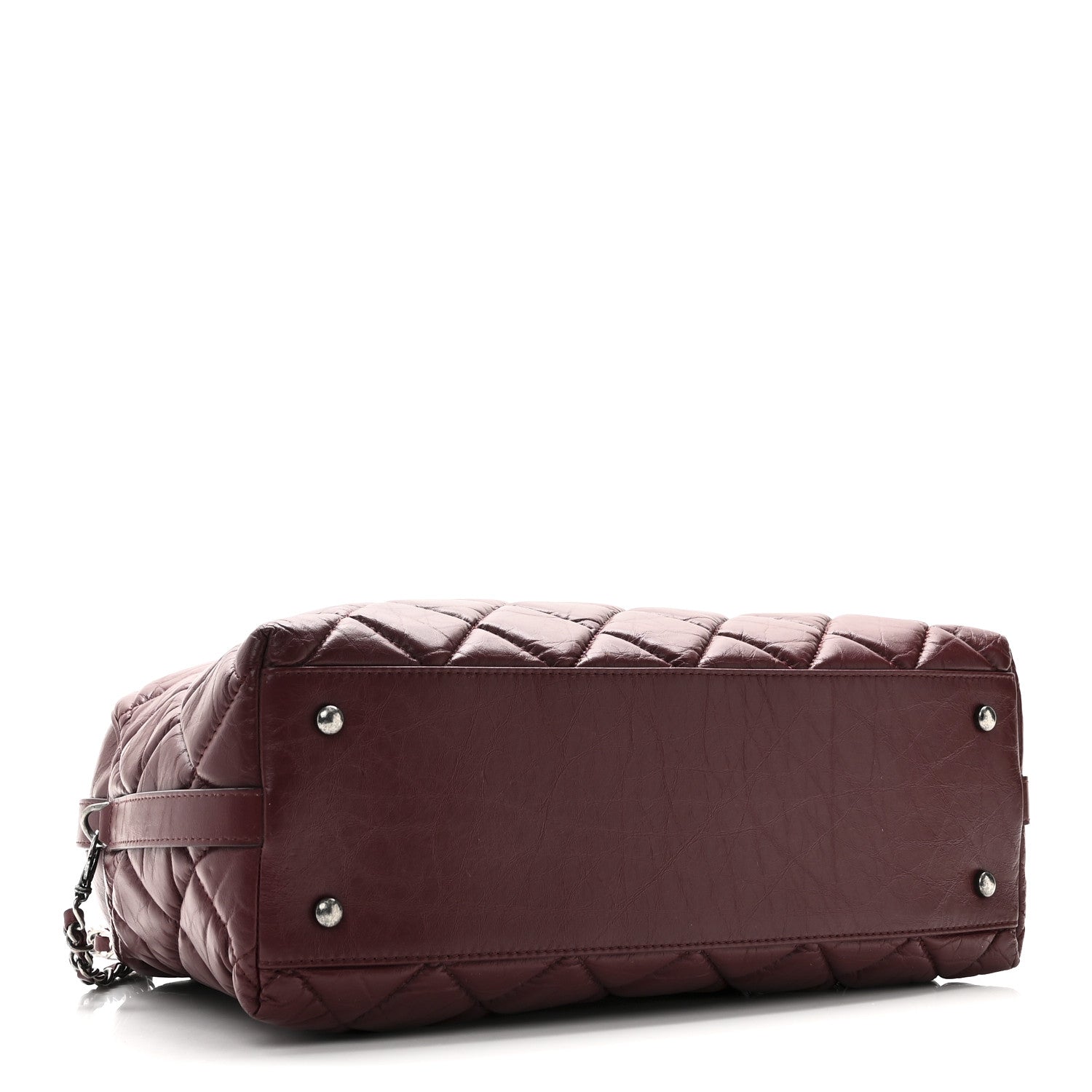 Chanel Aged Calfskin Small Bowling Bag Burgundy 4 of 11