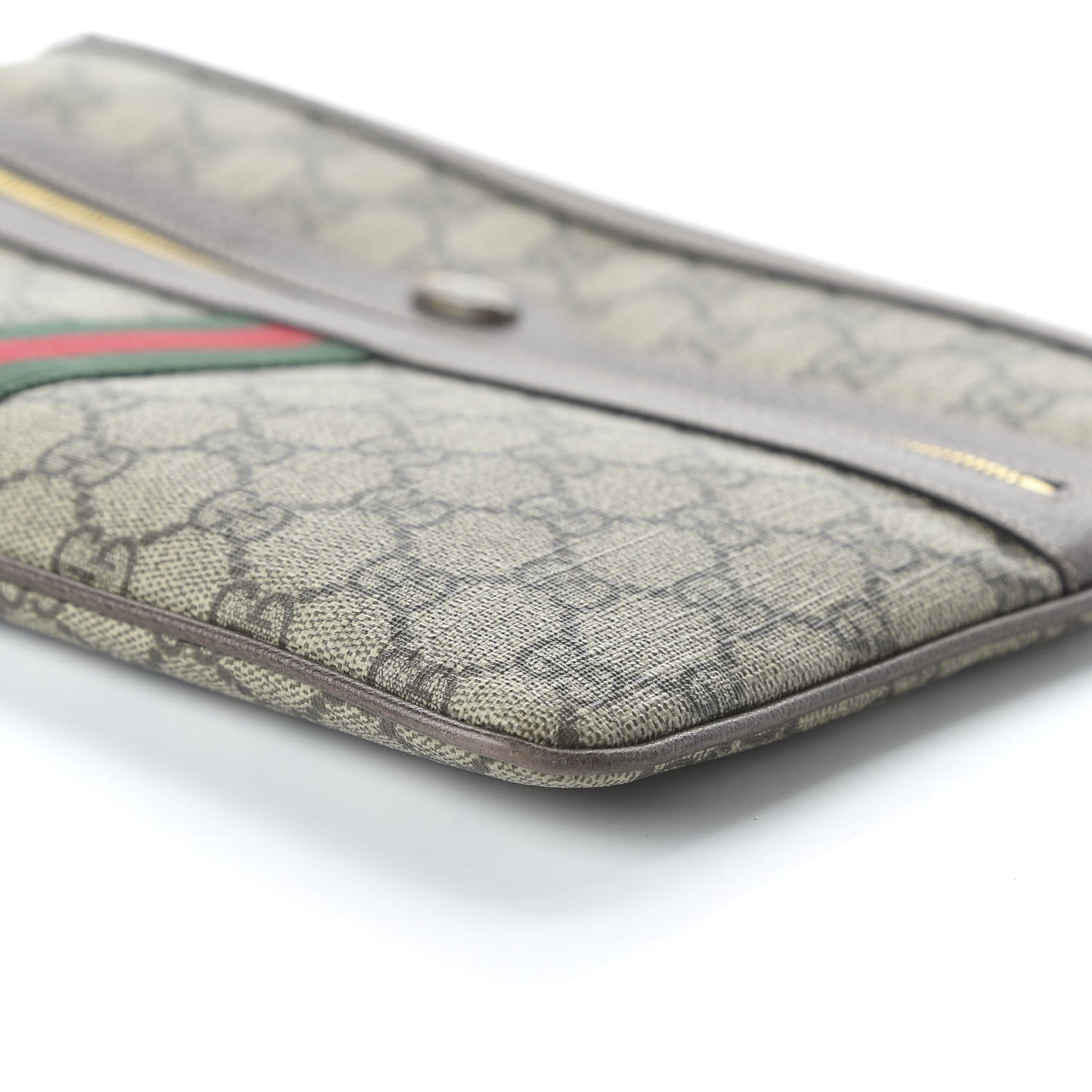 GG Supreme Monogram Large Ophidia Pouch Clutch Brown