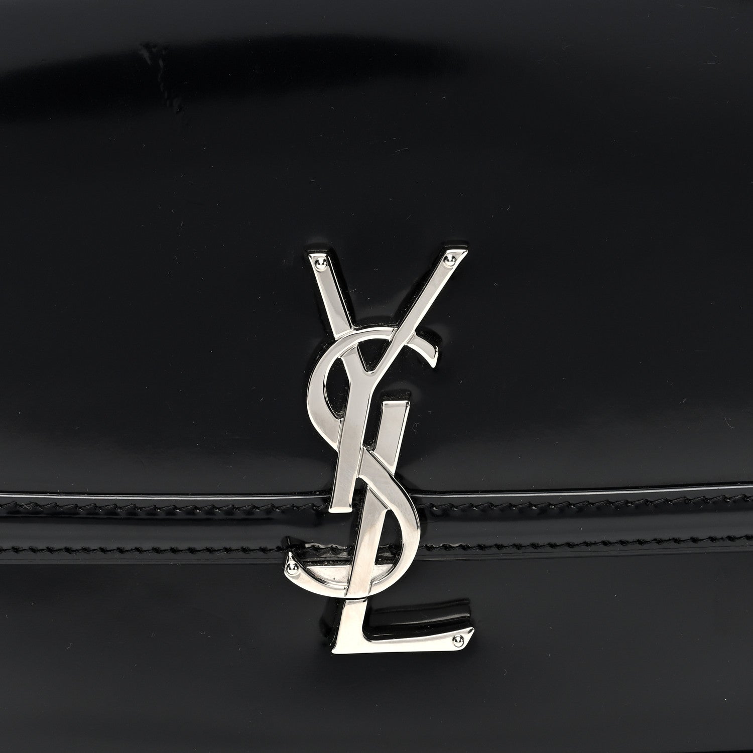 Saint Laurent Glazed Calfskin Monogram Medium Solferino Satchel Black 7 of 9