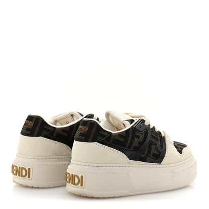 Fendi Suede Vitello Fendi Logo Match Low Top Sneakers 36 Cream Tobacco Black 5 of 10