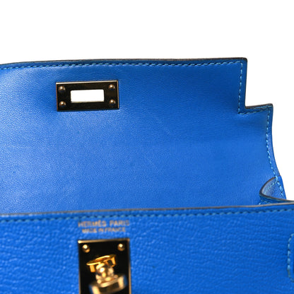 Hermes Chevre Mysore Mini Kelly Sellier 20 Bleu Hydra 12 of 13