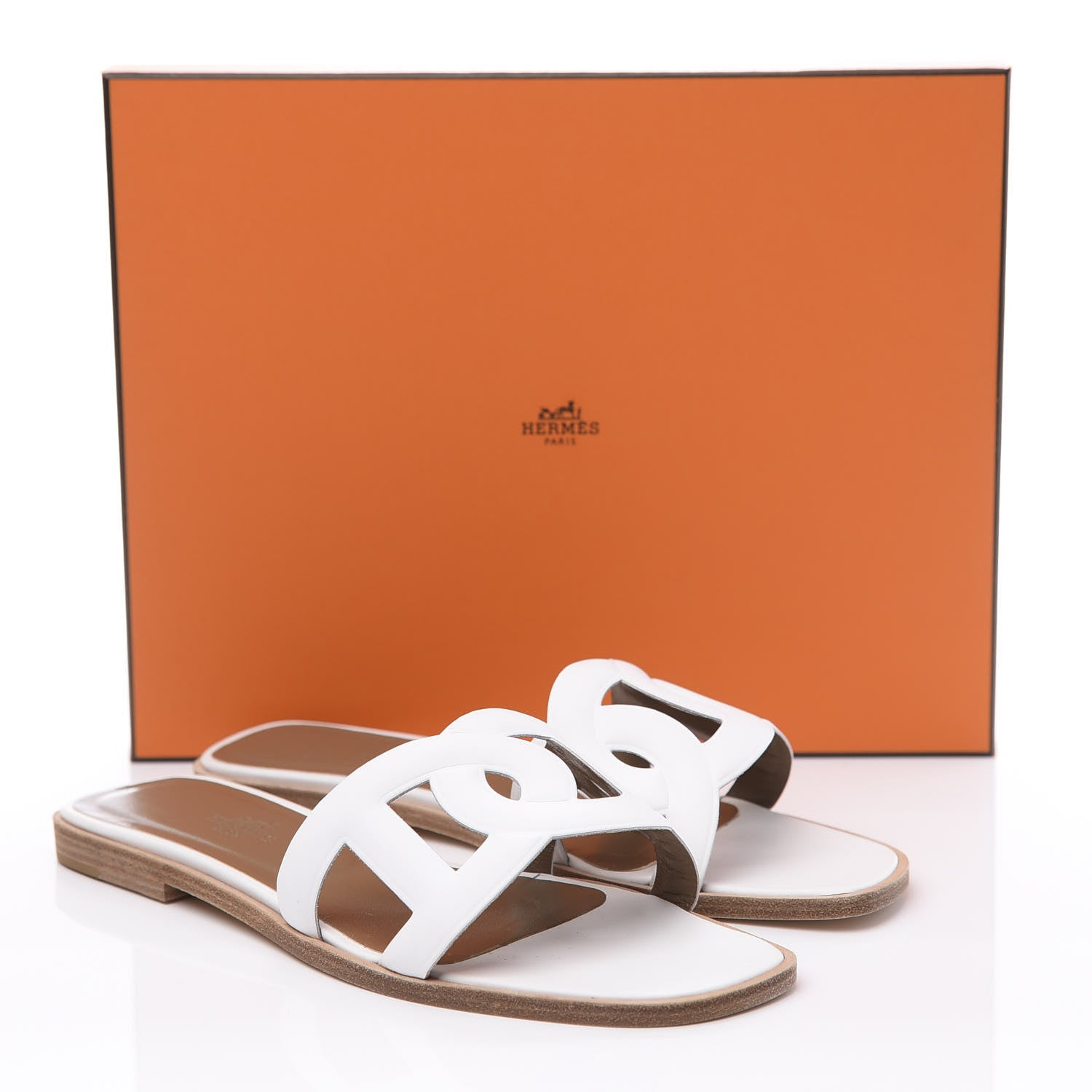 Hermes Calfskin Omaha Sandals 37.5 White 10 of 10