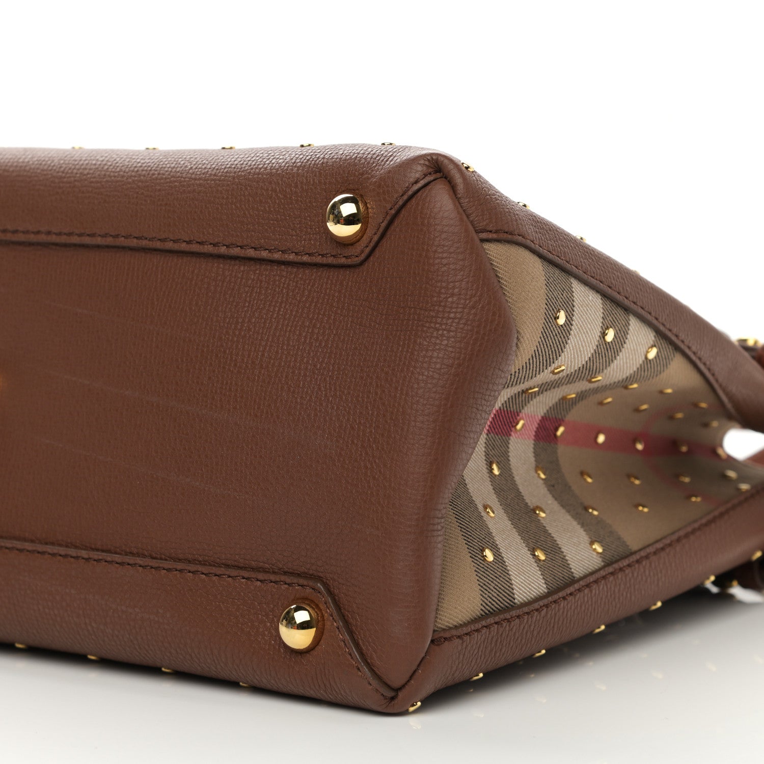 Burberry Grainy Calfskin Studded Medium Banner Tote Tan 9 of 10