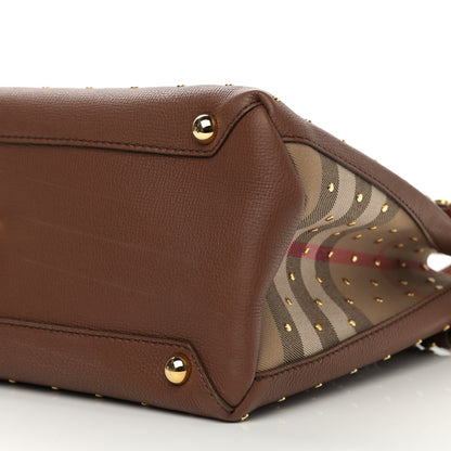 Burberry Grainy Calfskin Studded Medium Banner Tote Tan 9 of 10