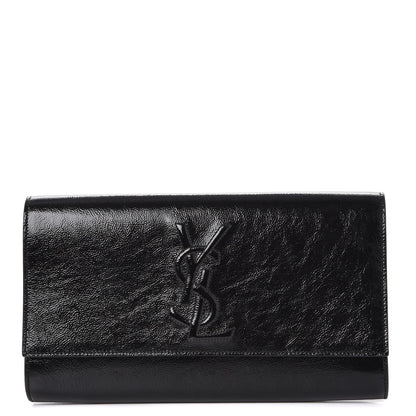 Saint Laurent Textured Patent Monogram Large Belle De Jour Clutch Black 1 of 7