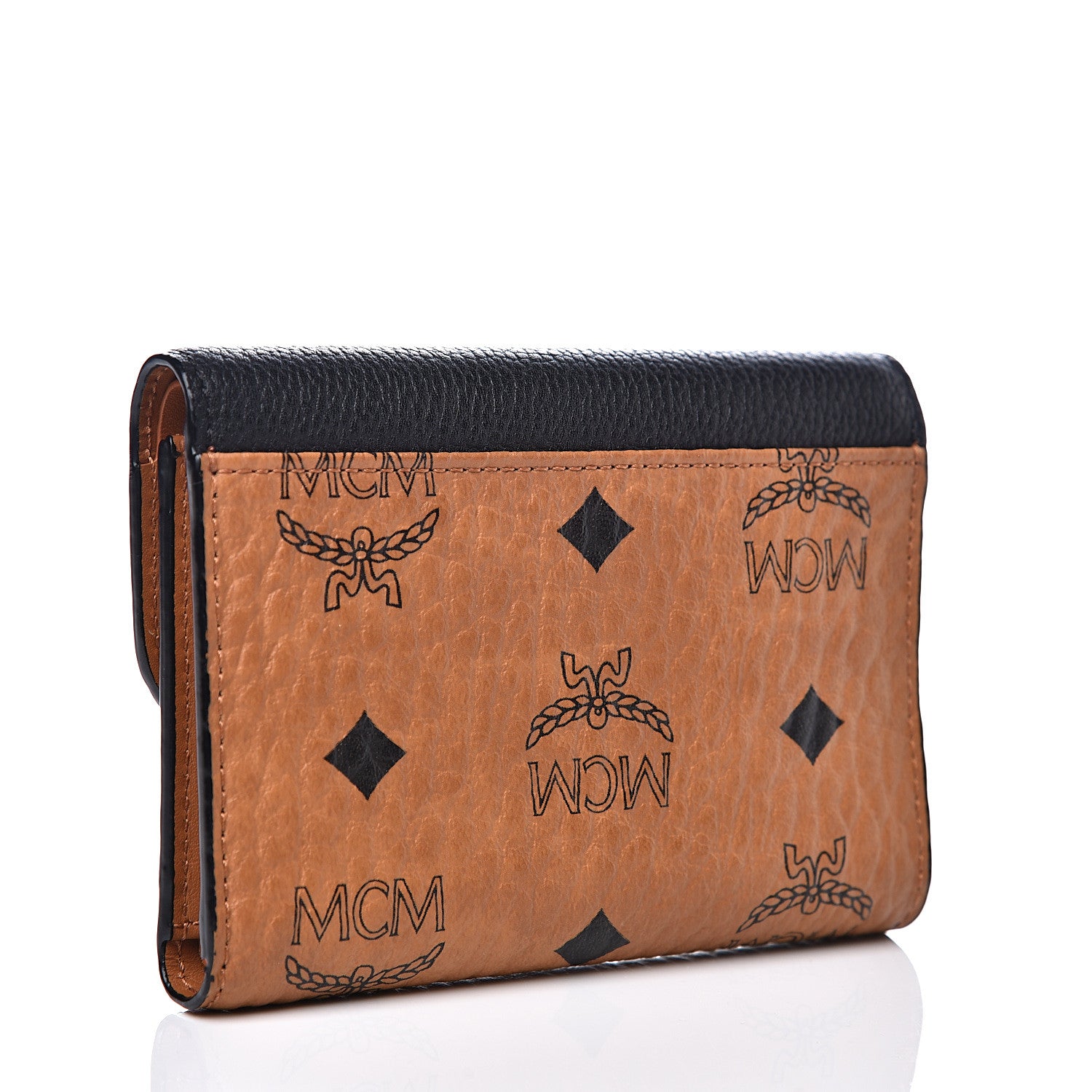 MCM Visetos Grained Calfskin Tri-Fold Wallet Black 2 of 5