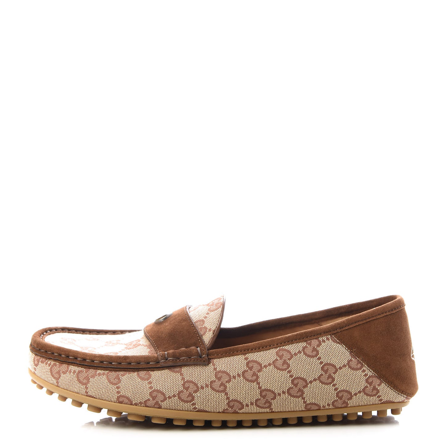 GG Monogram Suede Mens Driver Loafers 8.5 Beige Ruggine Cuir