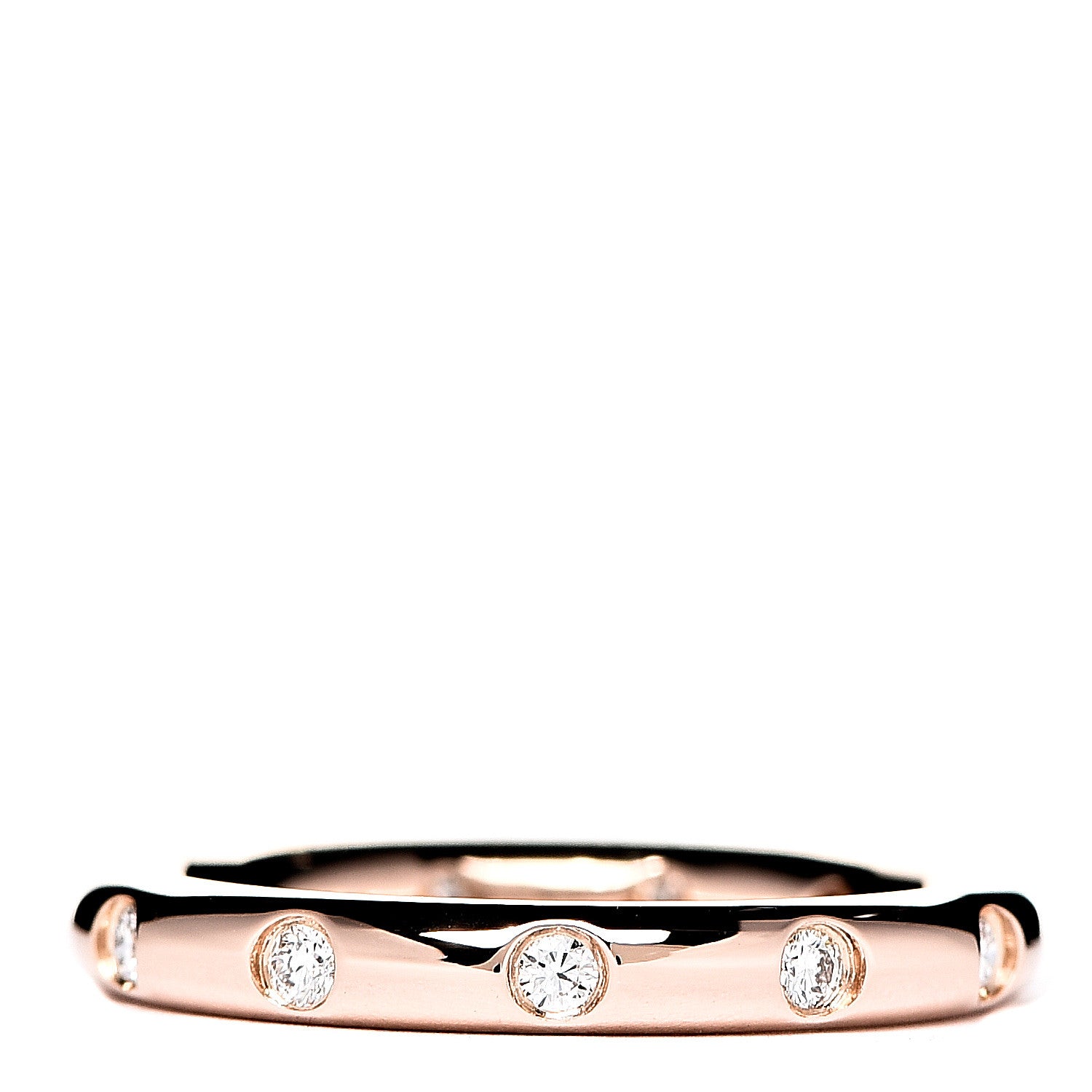Tiffany 18K Rose Gold Diamond Bezet Band Ring 48 4.5 1 of 4