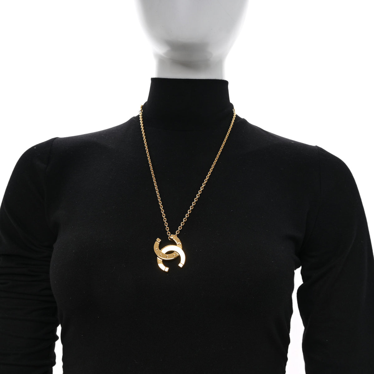 Metal Large CC Necklace Gold