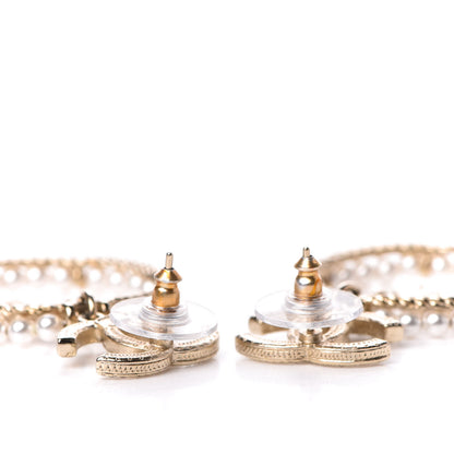 Chanel Crystal Pearl Charms CC Drop Earrings Gold 3 of 5