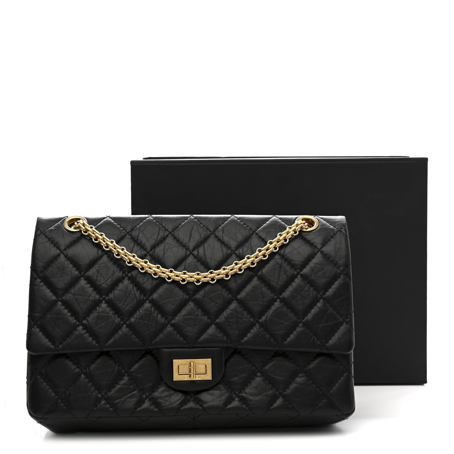Aged Calfskin Quilted 2.55 Reissue 226 Flap Black