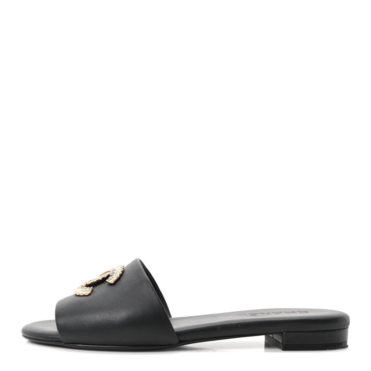 Chanel Lambskin Enamel CC Mules 39.5 Black 1 of 9