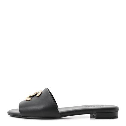 Chanel Lambskin Enamel CC Mules 39.5 Black 1 of 9