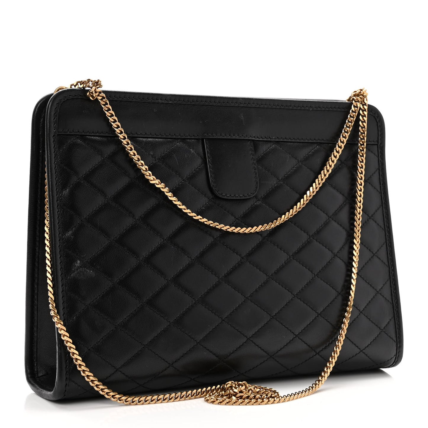 Lambskin Quilted Monogram Baby Victoire Chain Clutch Bag Black