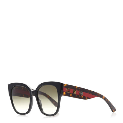 Gucci Acetate Square Frame Web Sunglasses GG0059S Black Tortoise 1 of 8