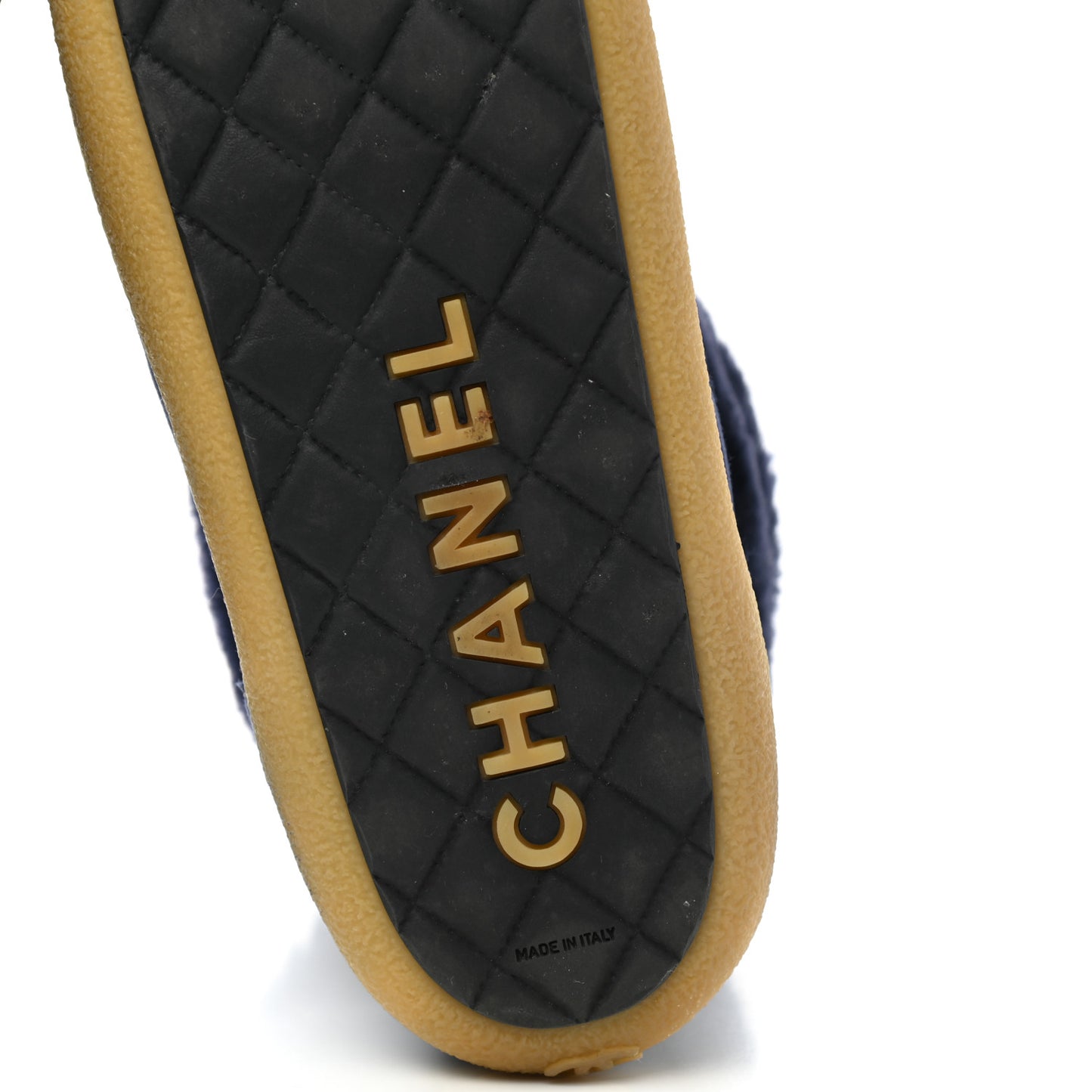 Suede Shearling Chain Link Short Boots 39.5 Navy