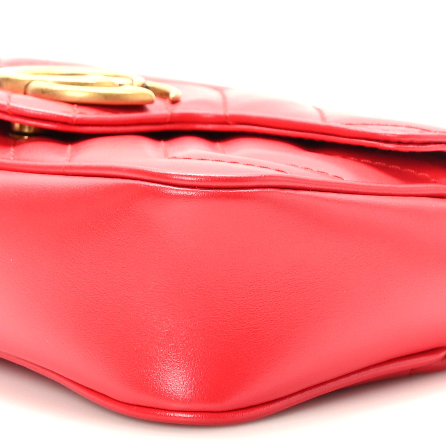 Gucci Calfskin Matelasse Super Mini GG Marmont Shoulder Bag Hibiscus Red 10 of 10