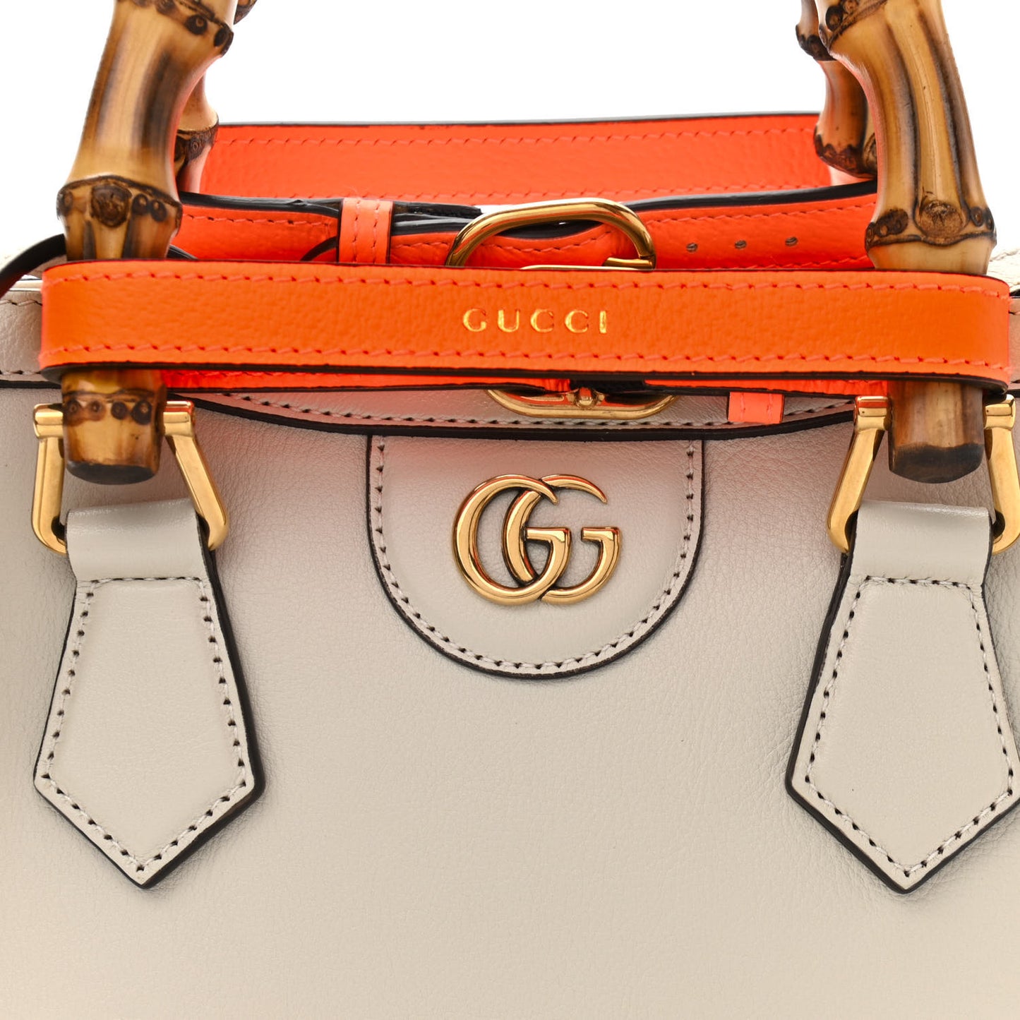 Wonka Grain Calfskin Mini Diana Tote Bag Mystic White Orange Fluo